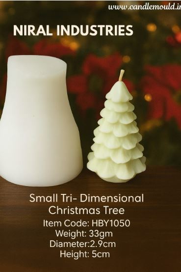 Small Tri-Dimensional Christmas Tree Candle Mould | Premium Silicone Festive Tree Mold