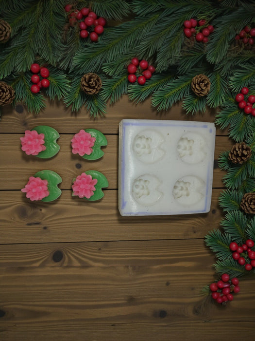Lotus With Leaf & 4 Cavity Bloom Flower Candle Mould-HBY1042 Niral Industries.