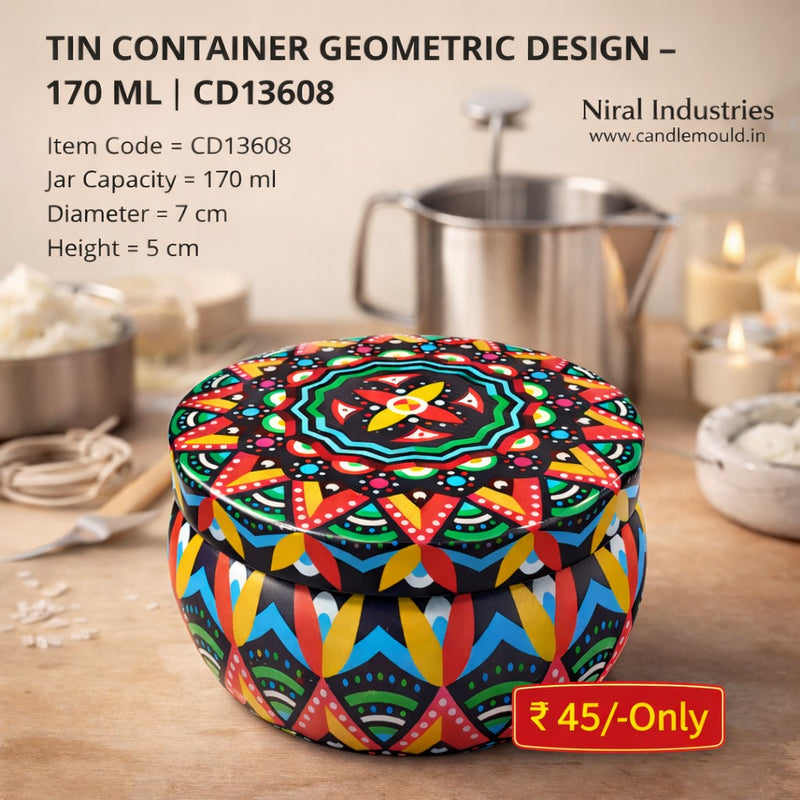 Tin Container Geometric Design - 170 ml CD13608 Niral Industries