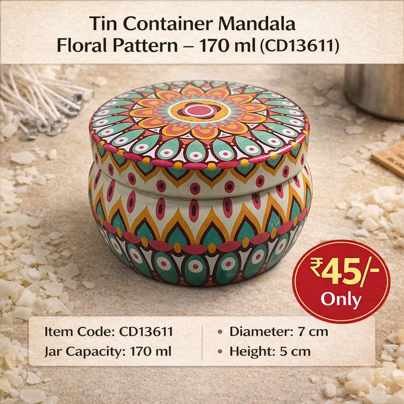 Tin Container Mandala Floral Pattern - 170 ml CD13611 Niral Industries