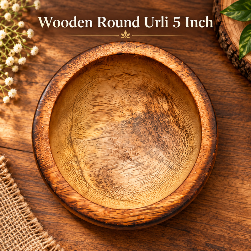 Wooden Round Urli 5 Inch CD13903 Niral Industries