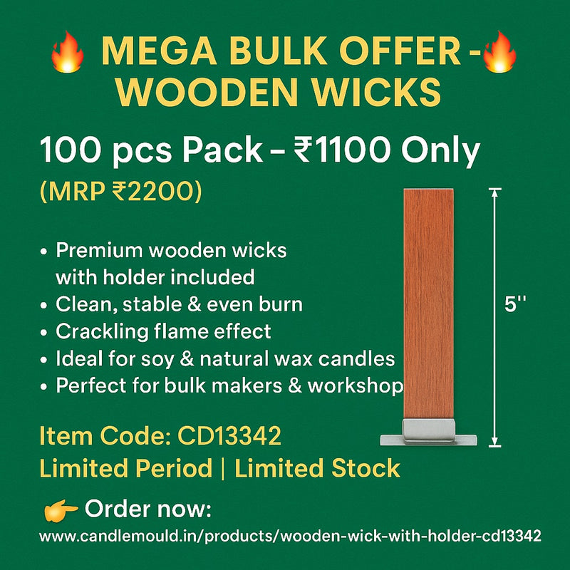Wooden Wick With Holder - 10 Pcs CD13242, Niral Industries.