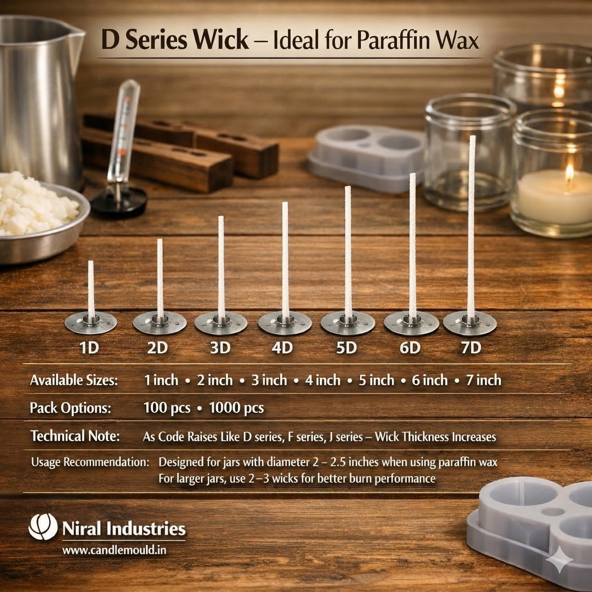 D Series Wick For Paraffin Wax Niral Industries