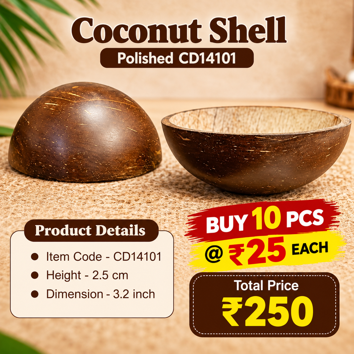 Coconut Shell Polished CD14101 Niral Industries