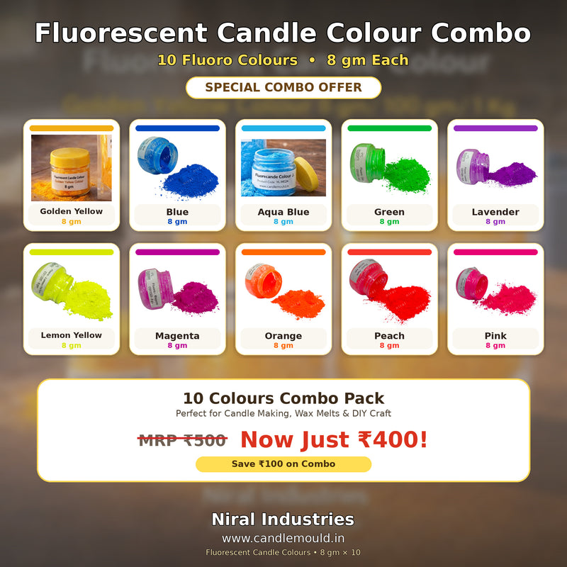 Fluoroscent Candle Colors Combo. Niral Industries.
