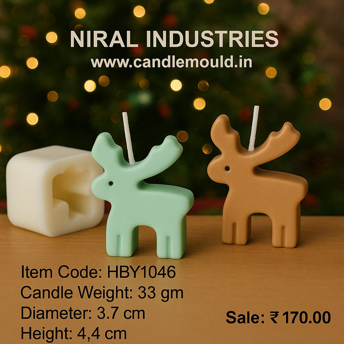 Reindeer Candle Mould | Premium Silicone Christmas Reindeer Mold for Candle Making
