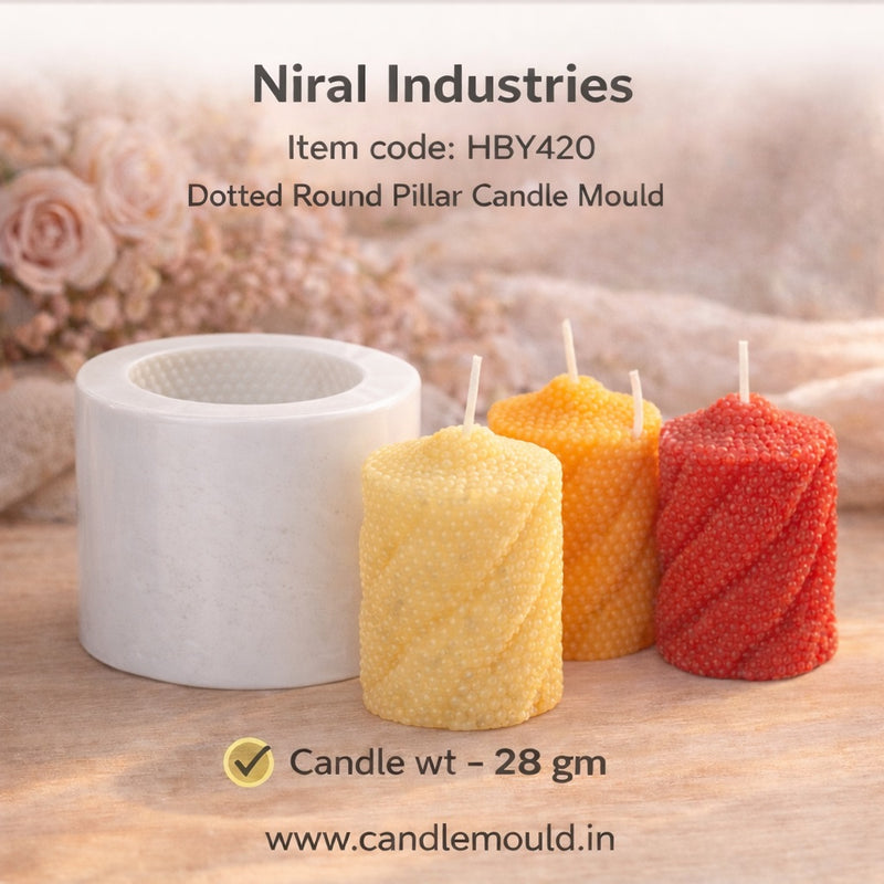 Dotted Round Shape Pillar Candle Mould HBY420, Niral Industries.