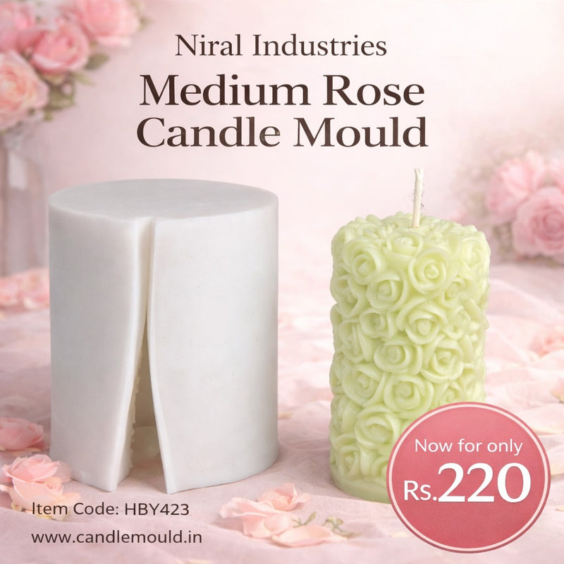 Medium Rose Designer Pillar Candle Mould HCM21904, Niral Industries.