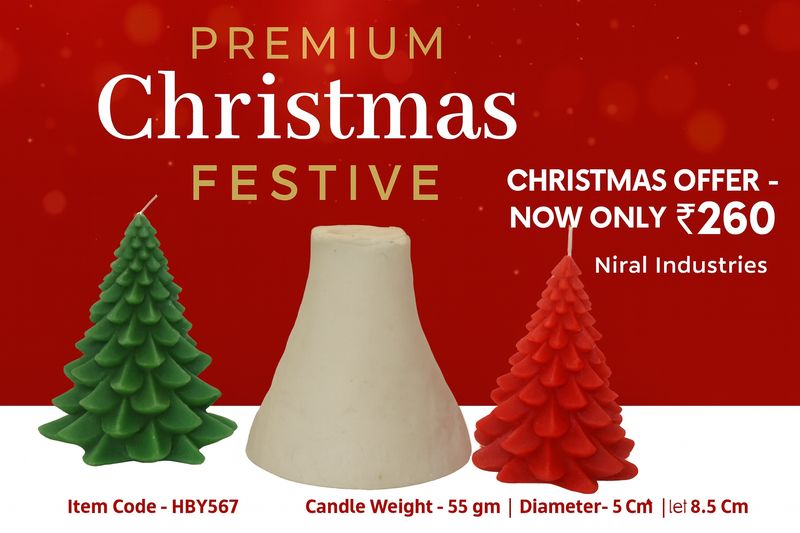 Christmas Tree Pillar Silicone Candle