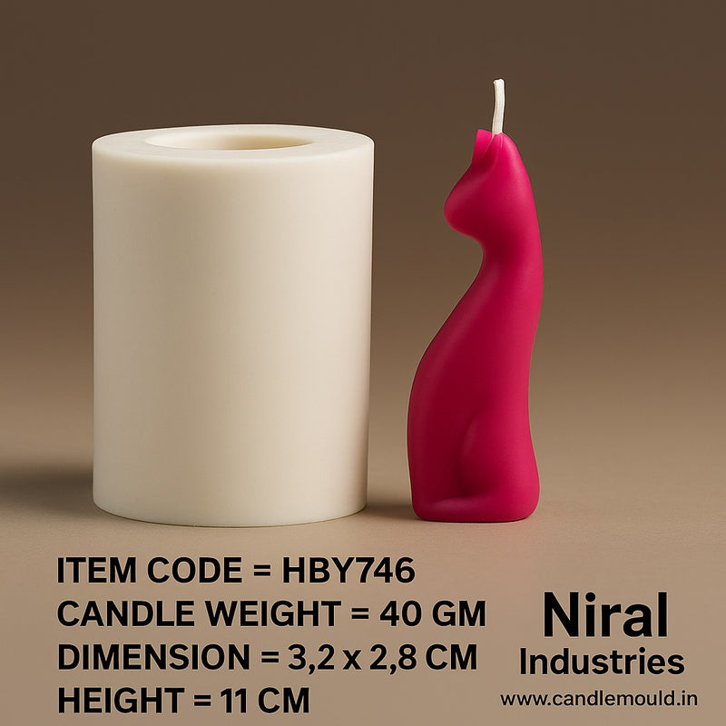 Graceful Cat silicone Candle Mould HBY746,Niral Industries