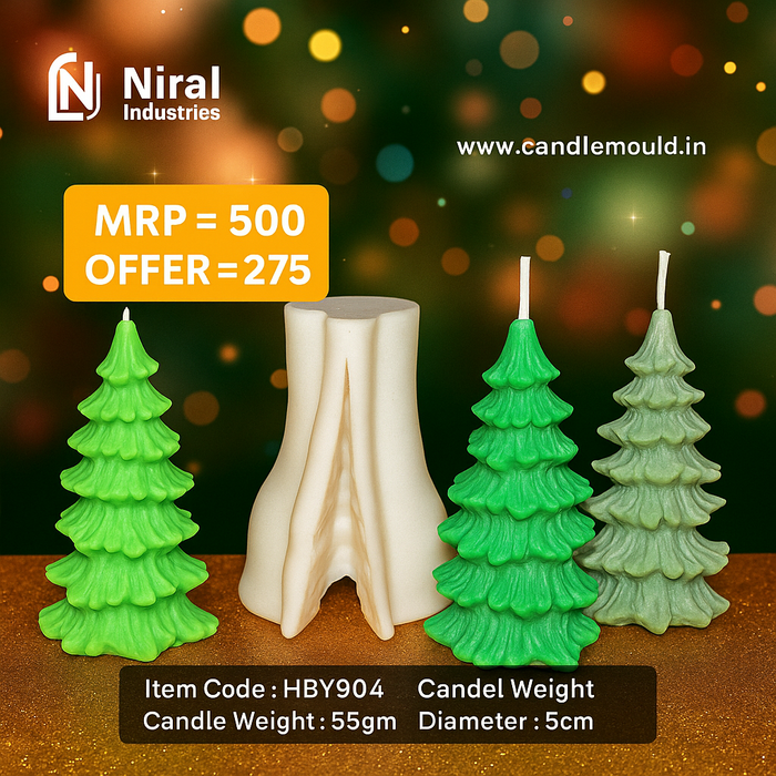 Seasonal Spruce Christmas Tree Silicone Candle Mould HBY904, Niral Industries