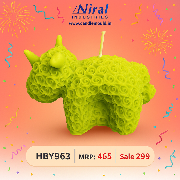 Rosie Posie Rhino Silicone Candle Mold HBY963, Niral Industries