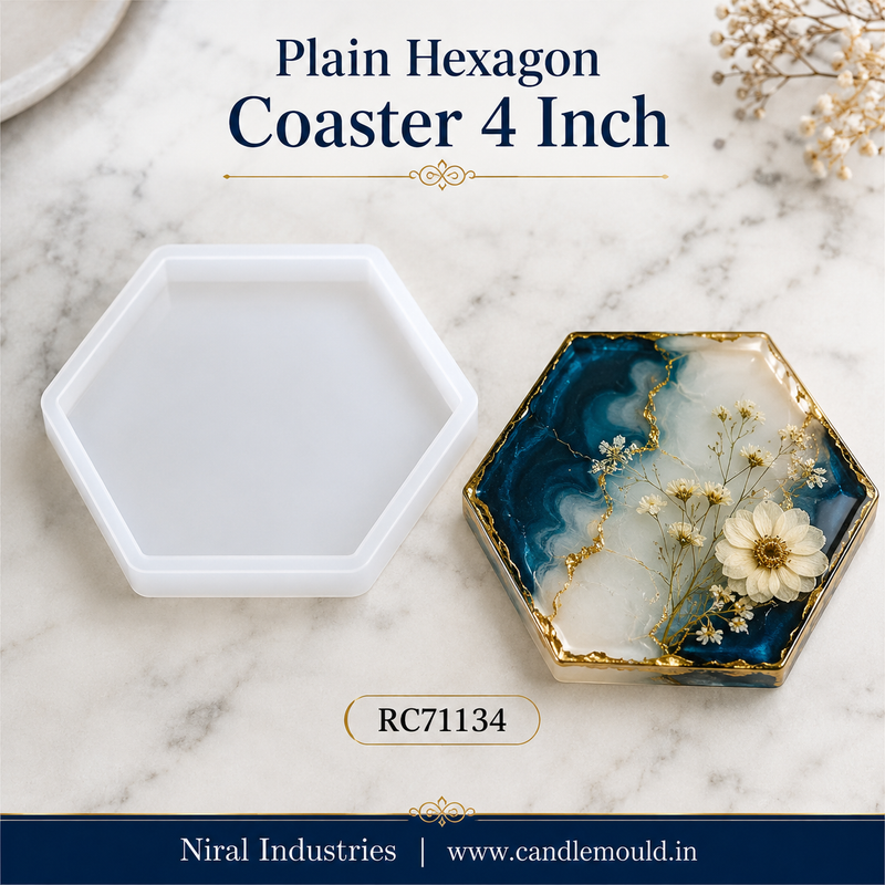 Plain Hexagon Coaster 4 Inch - RC71134, Niral Industries