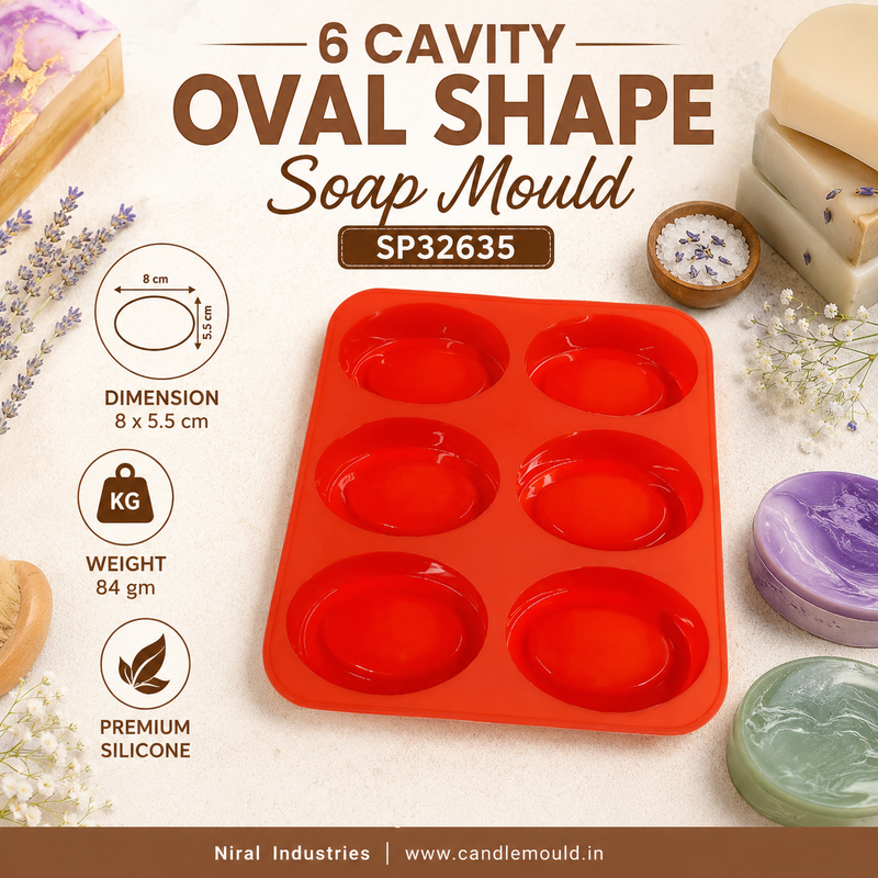 6 Cavity Oval Shape Soap Mould SP32635 Niral Industries