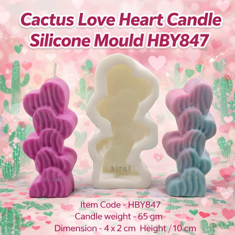 Cactus Love Heart Candle Mould HCM21836 Niral industries