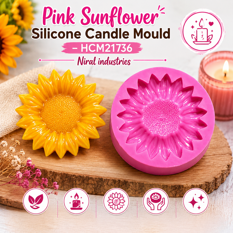 Pink Sunflower Silicone Candle Mould - HCM21736 Niral industries