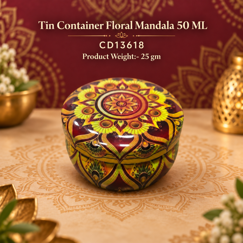 Tin Container  floral Mandala 50 ML CD13618