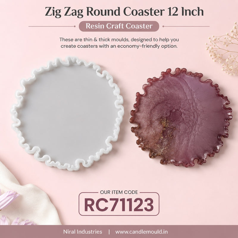 Zig Zag Round Resin Coaster Mould