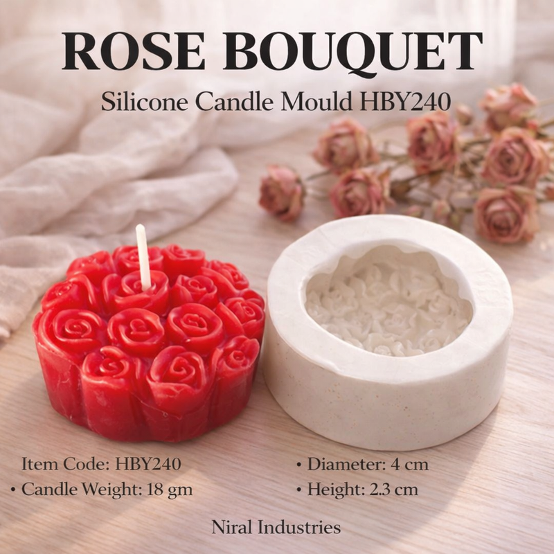 Rose Bouquet Silicone Candle Mould HBY240, Niral Industries