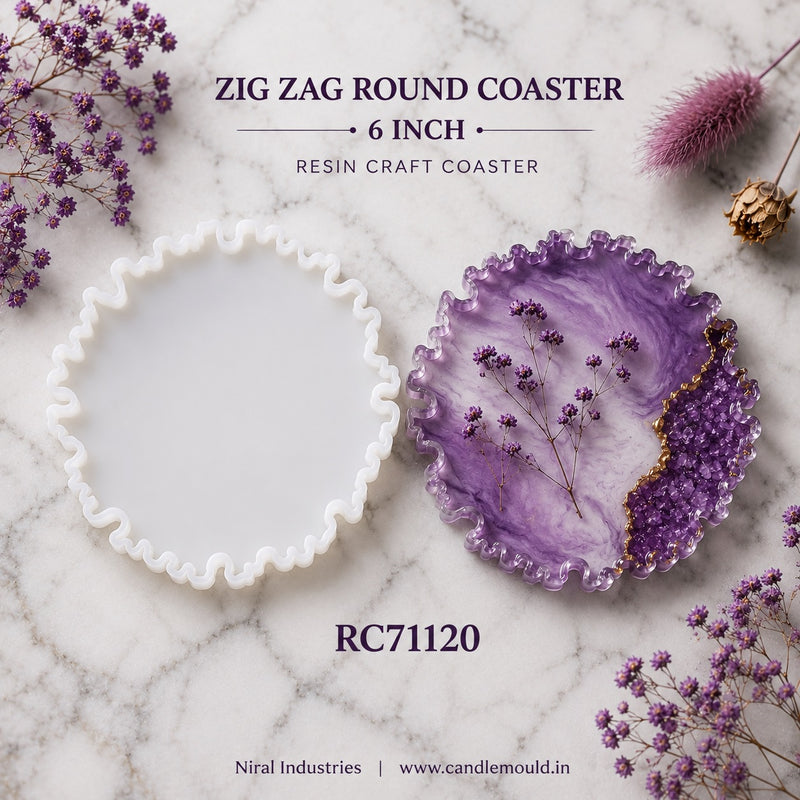 Zig Zag Round Resin Coaster Mould