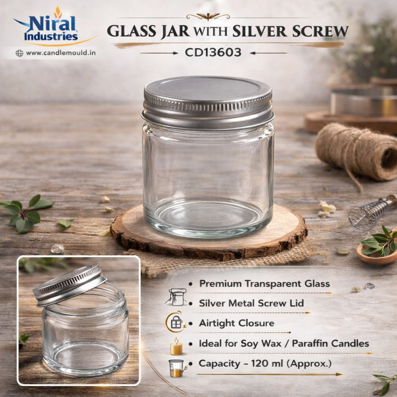 Glass Jar with Silver Screw - CD13603 Niral Industries