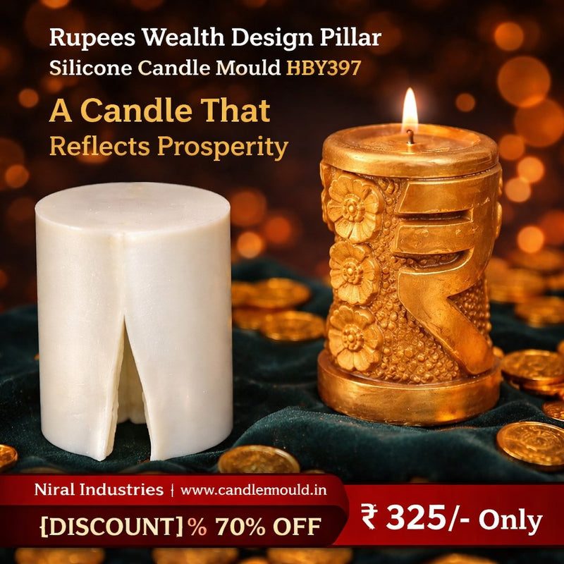 Rupees Wealth Design Pillar Silicone Candle Mould HBY397, Niral Industries