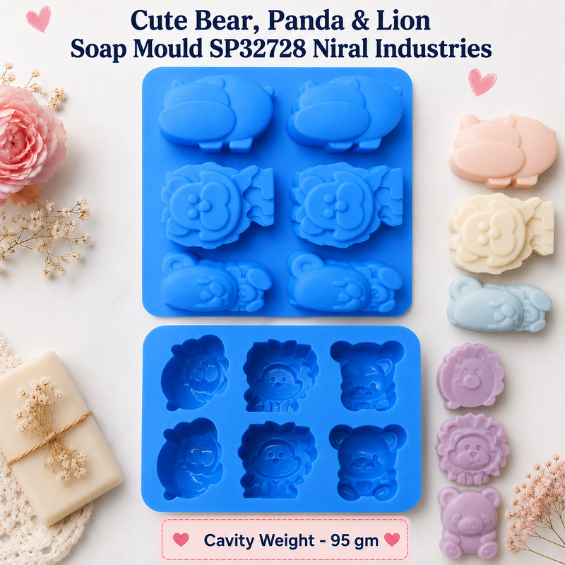 Cute Bear ,Panda  & Lion Soap Mould SP32728 Niral Industries