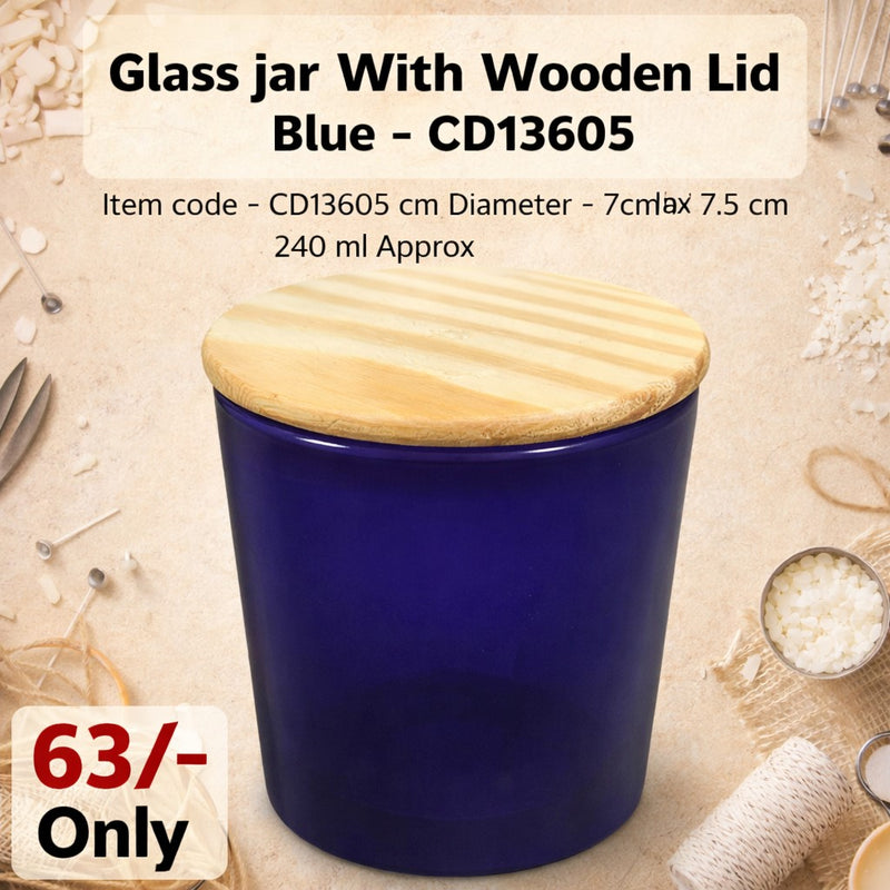 Glass jar With Wooden Lid Blue - CD13605 Niral Industries