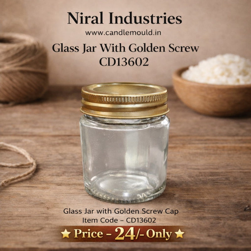 Glass Jar With Golden Screw Cap CD13602 Niral Industries.