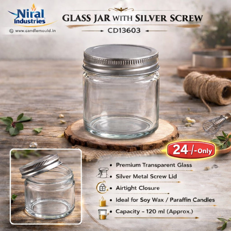 Glass Jar with Silver Screw - CD13603 Niral Industries