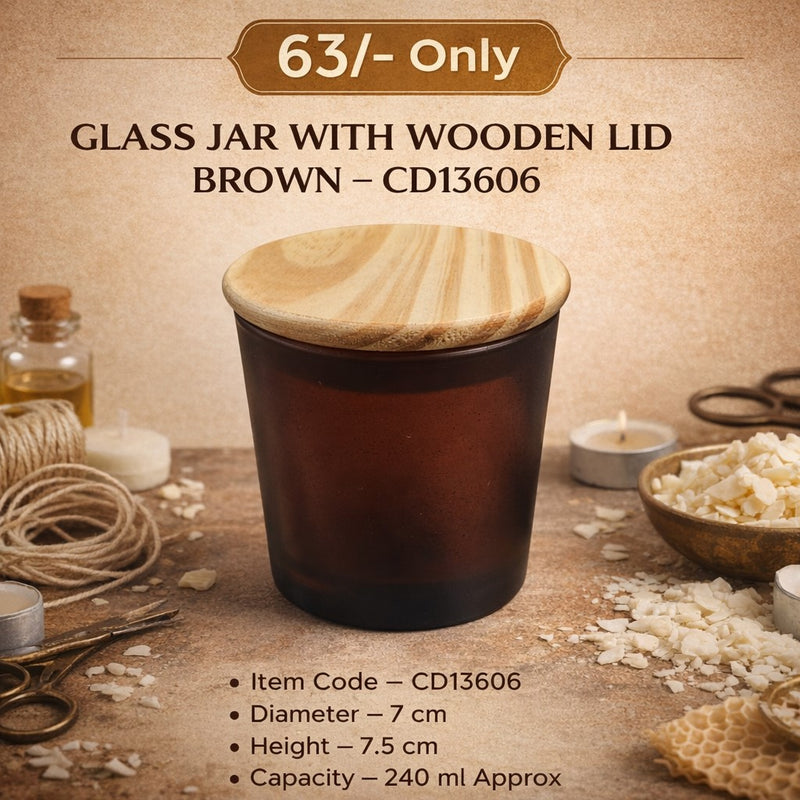 Glass jar With Wooden Lid Brown - CD13606 Niral Industries