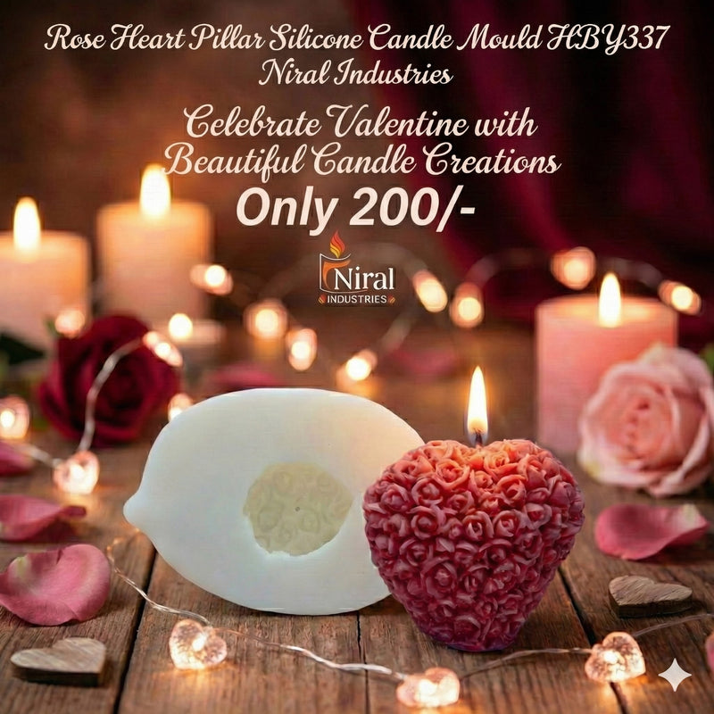 Rose Heart Pillar Silicone Candle Mould HCM22515, Niral Industries